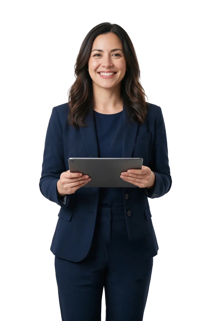 Credentialing specialist holding a tablet