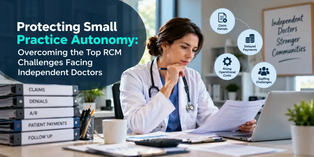 Independent physician managing RCM challenges, claim denials, and practice finances